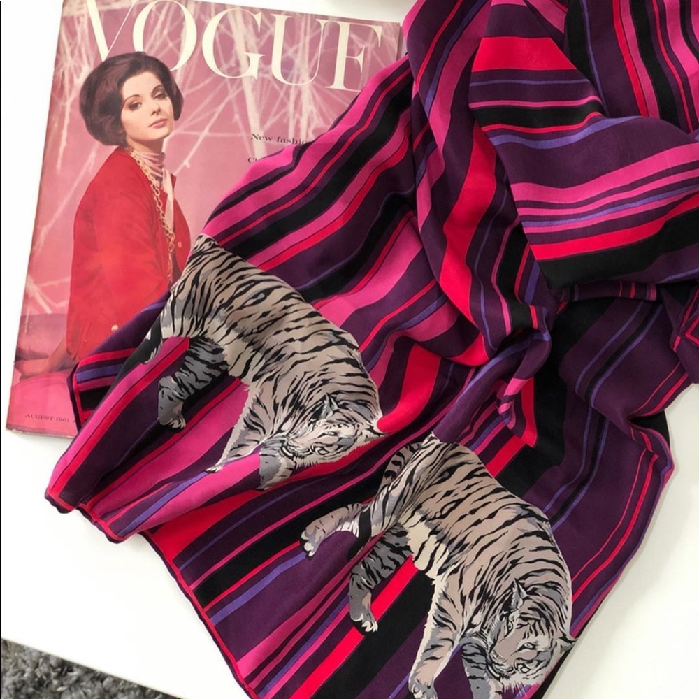 Vintage silk scarf from Paris animal print